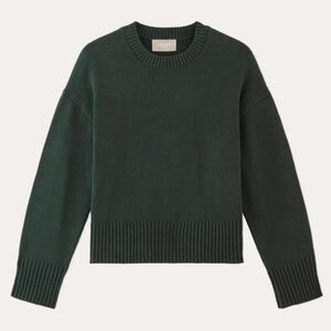 Everlane Forest Green Crew Neck Boxy Sweater in Everyday Cotton
